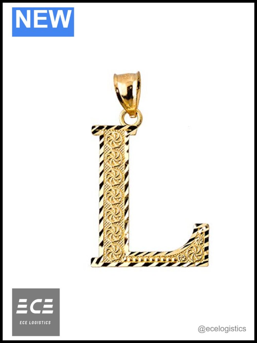10k Yellow Gold Initial Letter L Charm Pendant Personalized